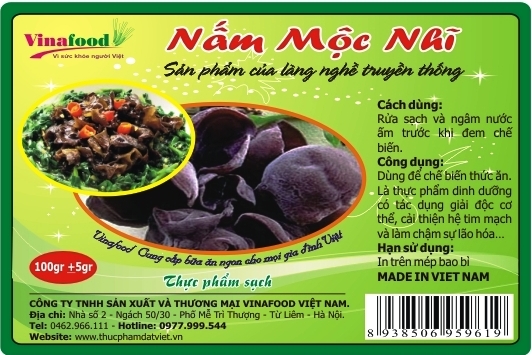 Mộc nhĩ Việt đóng gói 100g Mộc nhĩ Việt đóng gói 100g