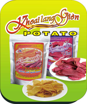 Khoai lang sấy giòn đóng túi nhôm Khoai lang sấy giòn đóng túi nhôm