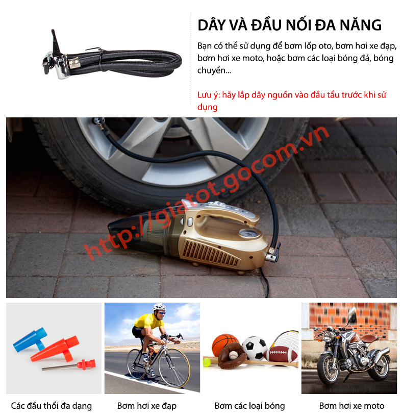 Máy hút bụi bơm lốp oto 5in1 Ver2 NEW may hut bui da nang xe oto 4 in 1 Car Vacuum Clean
