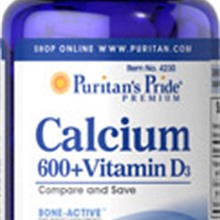 Puritan's Pride  Calcium Carbonate 600 mg + Vitamin D 250 IU 600 mg / 60 Caplets